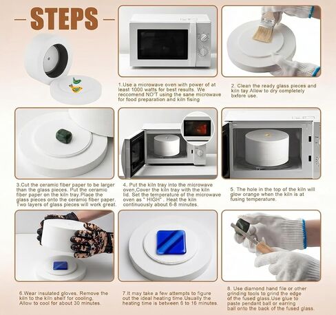MUCOFEI 15-Piece Large Microwave Kiln Kit for Glass Fusing – Complete Set with Kiln Paper, COE90 Fusing Glass & DIY Jewelry Making Tools Supplies in Saudi Arabia