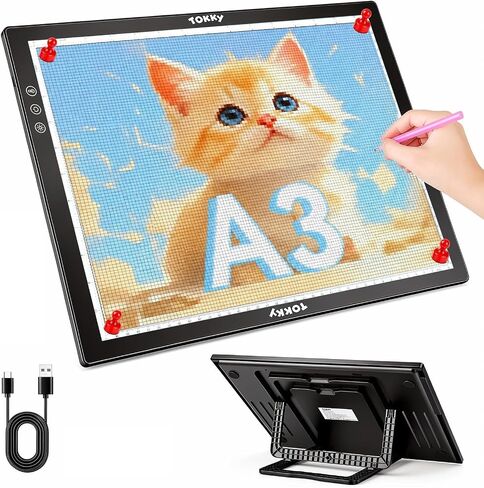 Rechargeable A3 Light Table for Diamond Painting with 8 Adjustable Stand in Kuwait