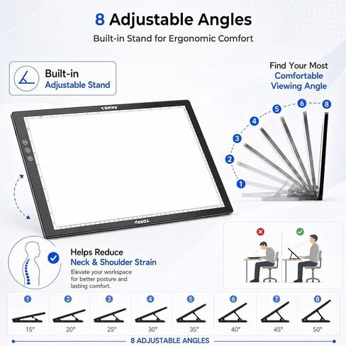 Rechargeable A3 Light Table for Diamond Painting with 8 Adjustable Stand in Kuwait
