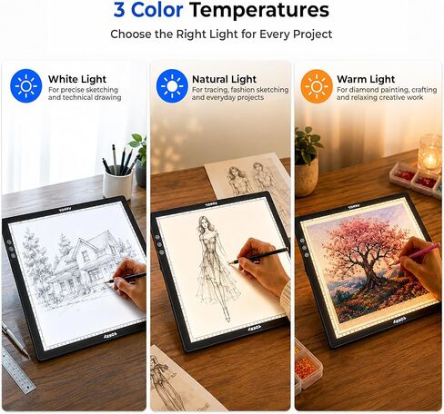 Rechargeable A3 Light Table for Diamond Painting with 8 Adjustable Stand in Kuwait