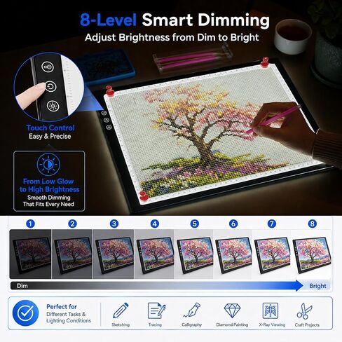 Rechargeable A3 Light Table for Diamond Painting with 8 Adjustable Stand in Kuwait