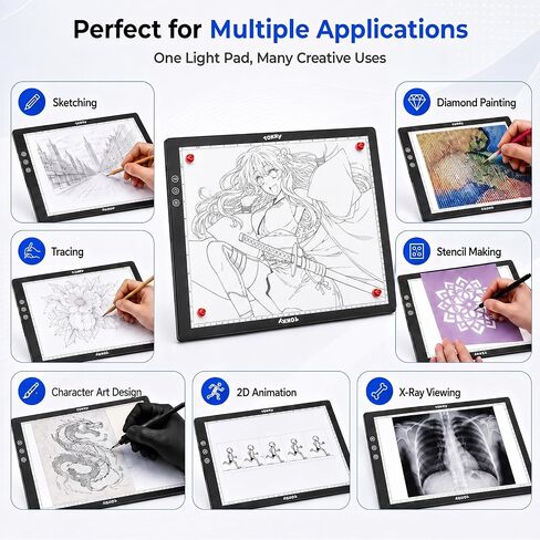 Rechargeable A3 Light Table for Diamond Painting with 8 Adjustable Stand in Kuwait