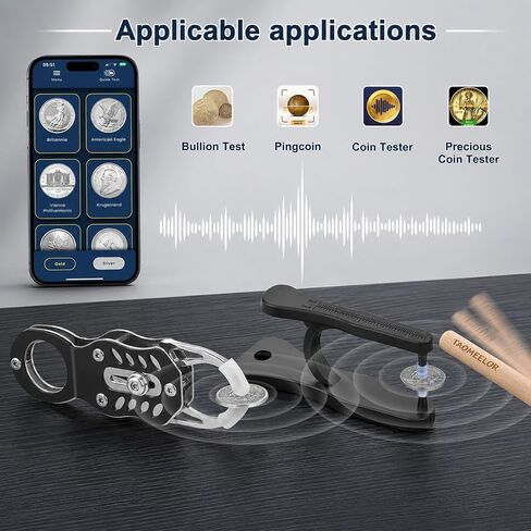 2 PCS Coin Ping Tester Kit, Gold and Silver Tester, Coin Ping Testing,The Pocket Coin Ping pinger Tester Kit,and App.Black in Saudi Arabia