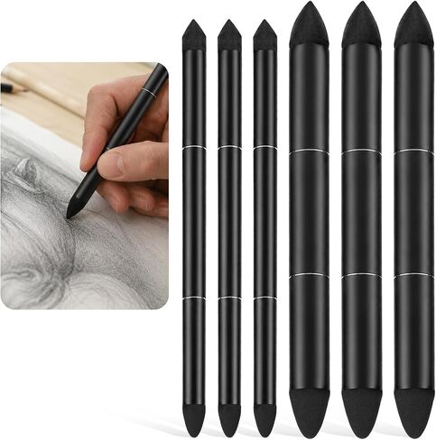 6 Pcs Oil Pastel Blending Tools for Drawing, Dual Tip Reusable Sketch Rubbing Sponge Pen Soft Sponge Brush Washable Blending Stumps for Artist Professional Drawing(Pointed and Round) in Kuwait