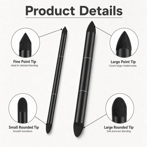 6 Pcs Oil Pastel Blending Tools for Drawing, Dual Tip Reusable Sketch Rubbing Sponge Pen Soft Sponge Brush Washable Blending Stumps for Artist Professional Drawing(Pointed and Round) in Kuwait