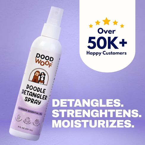 Dood Woof Dog Detangler Spray - Dematting Leave-in Conditioner for Doodles - Goldendoodle Labradoodle Poodle Puppy Grooming - 8 oz in Saudi Arabia