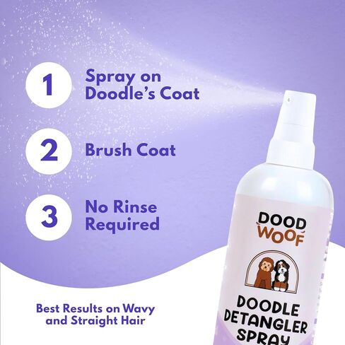 Dood Woof Dog Detangler Spray - Dematting Leave-in Conditioner for Doodles - Goldendoodle Labradoodle Poodle Puppy Grooming - 8 oz in Saudi Arabia