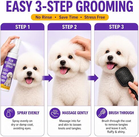 Dog Detangler Spray for Matted Hair, Dematting Spray, 2 Pack, 6.76 fl oz in Saudi Arabia