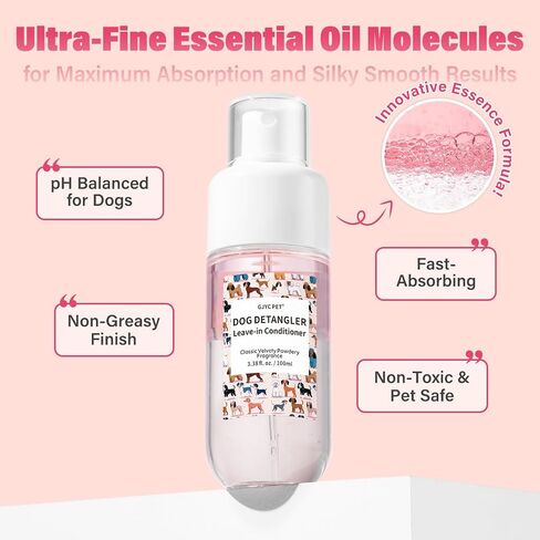 Dog Detangler & Dematting Spray - Leave-in Conditioner, Classic Powdery Scent | Infused with Coconut Oil, Jojoba Oil, and Squalane for Easy, Tangle-Free Grooming - 3.38 fl. oz in Saudi Arabia