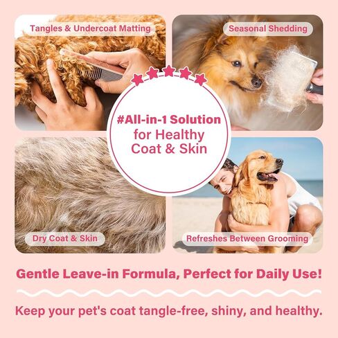 Dog Detangler & Dematting Spray - Leave-in Conditioner, Classic Powdery Scent | Infused with Coconut Oil, Jojoba Oil, and Squalane for Easy, Tangle-Free Grooming - 3.38 fl. oz in Saudi Arabia