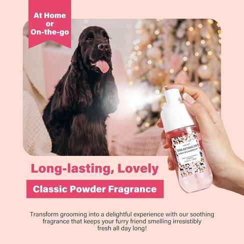Dog Detangler & Dematting Spray - Leave-in Conditioner, Classic Powdery Scent | Infused with Coconut Oil, Jojoba Oil, and Squalane for Easy, Tangle-Free Grooming - 3.38 fl. oz in Saudi Arabia