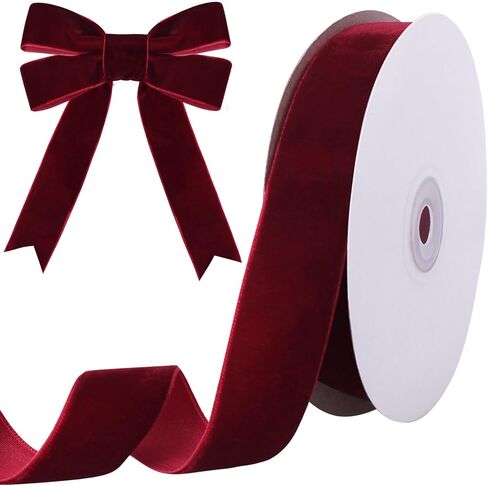 Tsorode 10 Yards Burgundy Velvet Ribbon for Christmas Tree, 1 Inch in Saudi Arabia