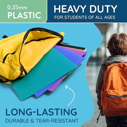 6 Pack Multicolor Plastic Two Pocket Folders, Plastic Folders with 2 Pockets and Business Card Slot, 2 Pocket Plastic Folders for School, Home, and Work, 6 Pack Plastic Folders in Kuwait