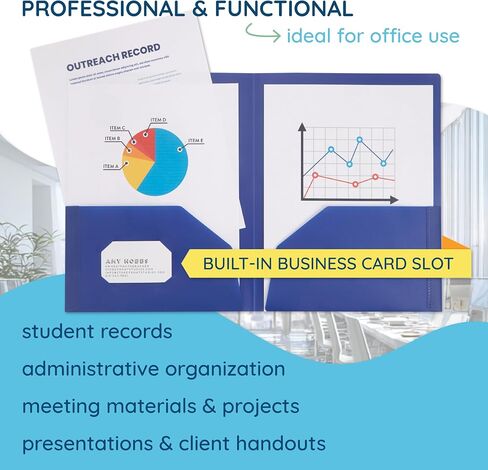 6 Pack Multicolor Plastic Two Pocket Folders, Plastic Folders with 2 Pockets and Business Card Slot, 2 Pocket Plastic Folders for School, Home, and Work, 6 Pack Plastic Folders in Kuwait