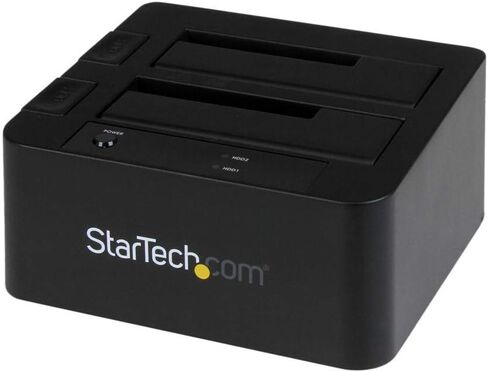 StarTech.com Dual-Bay USB 3.0 / eSATA to SATA Hard Drive Docking Station, External 2.5/3.5" SATA I/II/III, SSD/HDD Docking Station, Hot-Swap Hard Drive Bays, Top-Loading (SDOCK2U33EB),Black in Kuwait