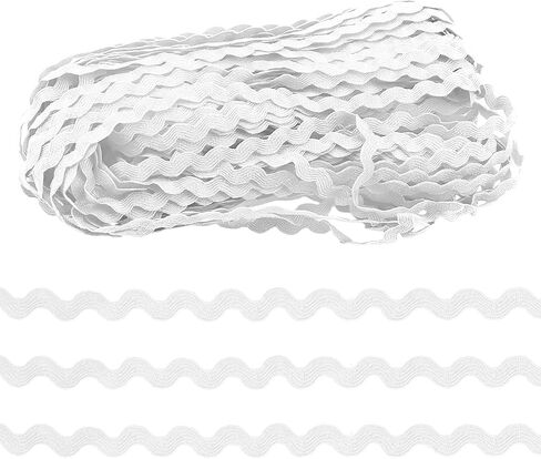 White Braided Ribbon 5 mm 27 Yards Sewing Woven Lace Ribbon Rick Rack Wave Bending Fringe Trim for Sewing Clothes Gift Wrapping Home Party Decoration in Saudi Arabia