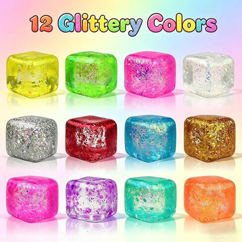 Jofan 12 Pack Squishy Stress Cube Stress Balls Sensory Fidget Toys for Adults Kids Stress Relief Party Favors Birthday Gifts in Kuwait