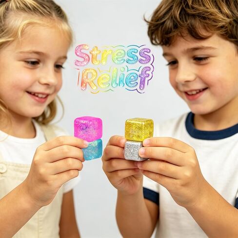 Jofan 12 Pack Squishy Stress Cube Stress Balls Sensory Fidget Toys for Adults Kids Stress Relief Party Favors Birthday Gifts in Kuwait