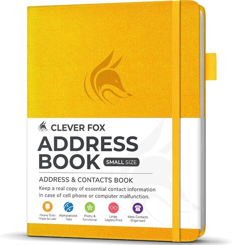 دفتر عناوين Clever Fox مع علامات تبويب أبجدية - هاتف من جلد البولي يوريثان ودفتر عناوين للحفاظ على جهات الاتصال آمنة، مجلة منظم جهات الاتصال، حجم صغير (10.5 × 14 سم)، غلاف مقوى، فيروزي in Kuwait
