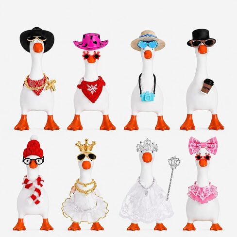 12 Sets 7 Inch Mini Goose Outfits, Decorative Accessories with Hats Glasses Necklaces, Dress Up Kits for Magnetic Goose Statue, Table Ornament & Office Decor Gift(Vintage) in Saudi Arabia