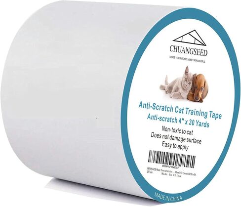 4" x 30Yds Anti Cat Scratch Tape, Cat Training Tape, 100% Transparent Clear Double Sided Cat Scratch Deterrent Tape, Furniture Protector for Couch, Carpet, Doors, Pet & Kid Safe Chuangseed in Saudi Arabia