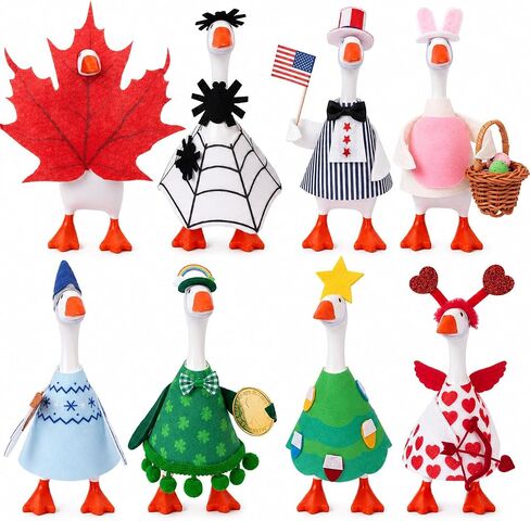 7 Inch Desk Goose Outfits, 8 Sets Seasonal Goose Clothes with Matching Hats in Kuwait