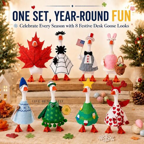 7 Inch Desk Goose Outfits, 8 Sets Seasonal Goose Clothes with Matching Hats in Kuwait
