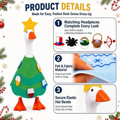 7 Inch Desk Goose Outfits, 8 Sets Seasonal Goose Clothes with Matching Hats in Kuwait