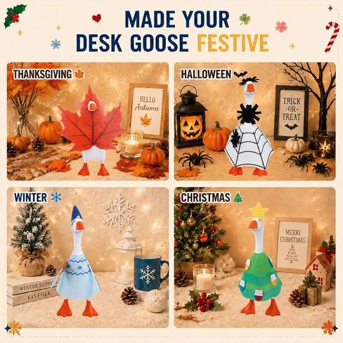7 Inch Desk Goose Outfits, 8 Sets Seasonal Goose Clothes with Matching Hats in Kuwait
