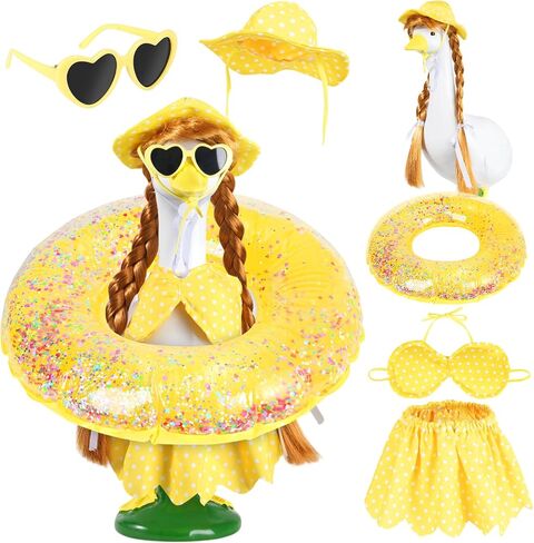 Porch Goose Outfits Set 23" Outfits Set Porch Goose Cloth with Plush Hat, Red Skirt and White Plush Bag for Yard Porch Lawn (Red Elegant Lady) in Saudi Arabia