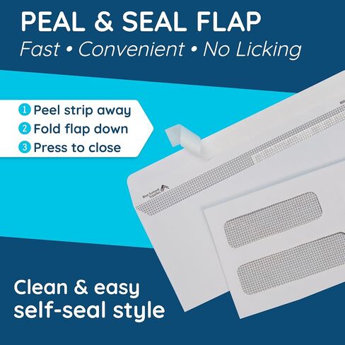 500 No. 10 Self Seal Double Window Security Envelopes - Perfect Size for Multiple Business Statements, Quickbooks Invoices, and Return Envelopes - Number 10 Size 4 1/8 Inch X 9 ½ Inch in Kuwait
