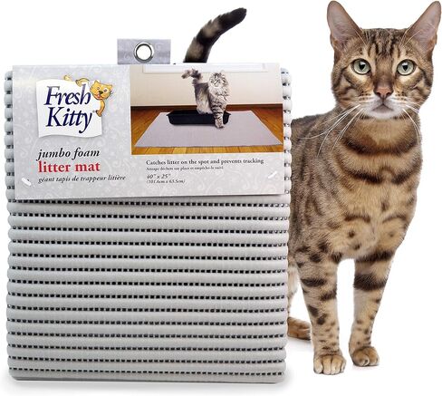 Fresh Kitty Durable XL Jumbo Foam Litter Mat – Phthalate and BPA Free, Water Resistant, Traps Litter from Box, Scatter Control, Easy Clean Mats – Gray, Model Number: 9051 in Saudi Arabia