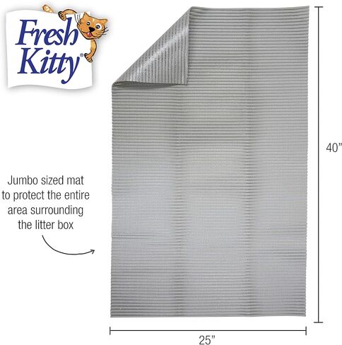 Fresh Kitty Durable XL Jumbo Foam Litter Mat – Phthalate and BPA Free, Water Resistant, Traps Litter from Box, Scatter Control, Easy Clean Mats – Gray, Model Number: 9051 in Saudi Arabia