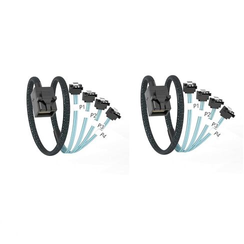 10Gtek# 6G Internal Mini SAS 36pin SFF-8087 Male to 4X SATA 7pin Female Fan-Out Cable, 0.5-m (1.6ft) in Kuwait
