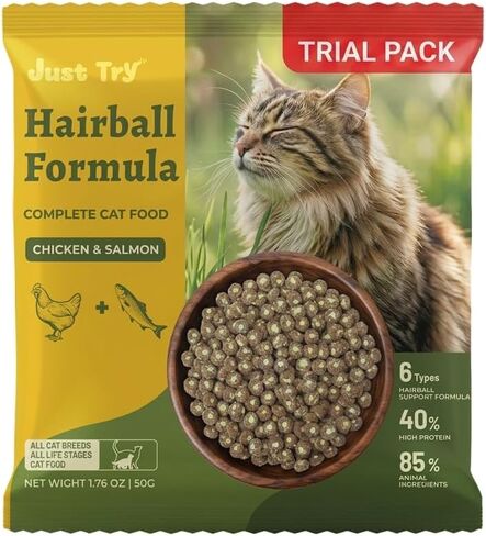 Just Try Hairball Relief Cat Food with Cat Grass, Pumpkin & Taurine, 50g in Kuwait