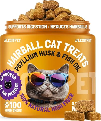 Hairball Treatment for Cats Natural Remedy with Apple Pomace, Psyllium Husk Omega 3 6 Fatty Acids Zinc Biotin Cat Supplement for Indoor Cats Promotes Healthy Digestion Furball Control 100 Yummy Chews in Saudi Arabia