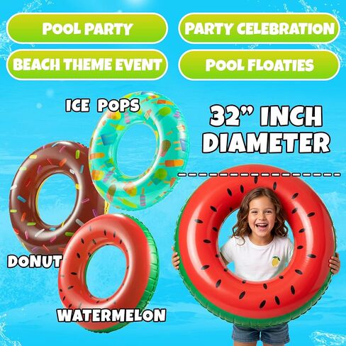 Kids Inflatable Pool Floats (3-Pack) Swim Rings for Pool & Beach Fun in Kuwait