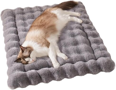 SOMAHE Soft Plush Cat Bed Mat, Machine Washable, Small 23x15 Dark Grey in Kuwait