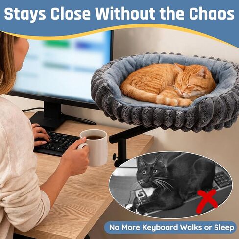 LECHONG Cat Desk Bed for Indoor Cats, 360° Rotating, Supports Up to 52 lbs in Saudi Arabia