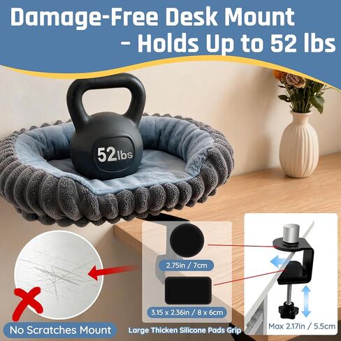 LECHONG Cat Desk Bed for Indoor Cats, 360° Rotating, Supports Up to 52 lbs in Saudi Arabia
