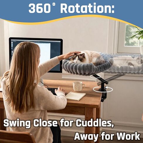 LECHONG Cat Desk Bed for Indoor Cats, 360° Rotating, Supports Up to 52 lbs in Saudi Arabia