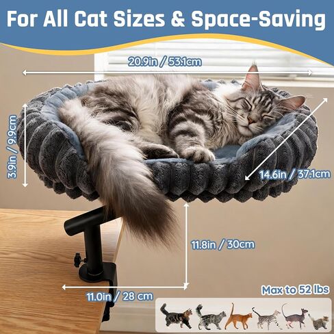 LECHONG Cat Desk Bed for Indoor Cats, 360° Rotating, Supports Up to 52 lbs in Saudi Arabia