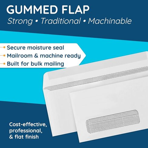 500#9 Single Window Security Envelopes, Thick Gummed Seal, Designed for Secure Mailing of Payroll Checks, QuickBooks Invoices, Return Mail, and Business Statements - 3 7/8 x 8 7/8 in Kuwait