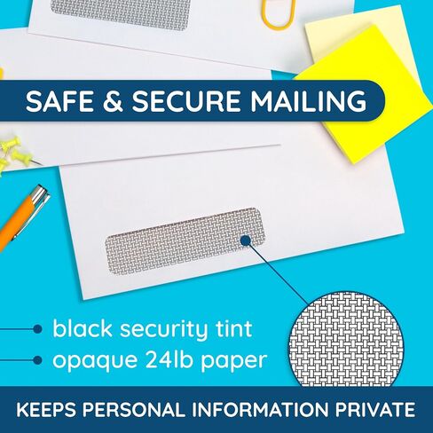 500#9 Single Window Security Envelopes, Thick Gummed Seal, Designed for Secure Mailing of Payroll Checks, QuickBooks Invoices, Return Mail, and Business Statements - 3 7/8 x 8 7/8 in Kuwait