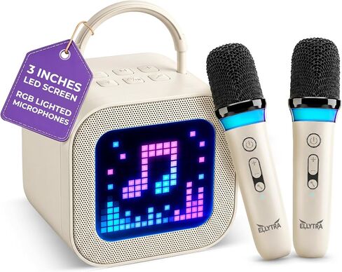 mini kids karaoke machine with 2 wireless mics, voice changer & Led secreen in Kuwait