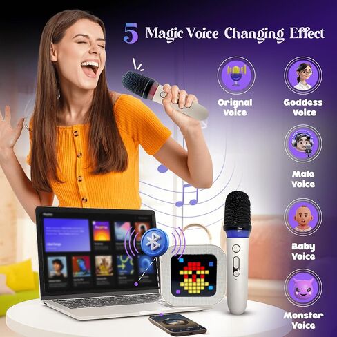 mini kids karaoke machine with 2 wireless mics, voice changer & Led secreen in Kuwait