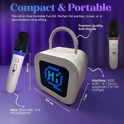 mini kids karaoke machine with 2 wireless mics, voice changer & Led secreen in Kuwait