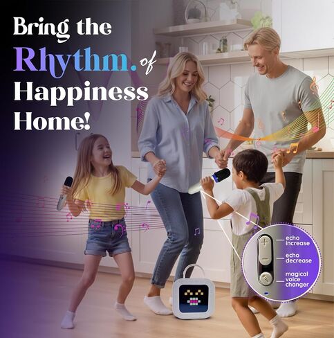 mini kids karaoke machine with 2 wireless mics, voice changer & Led secreen in Kuwait