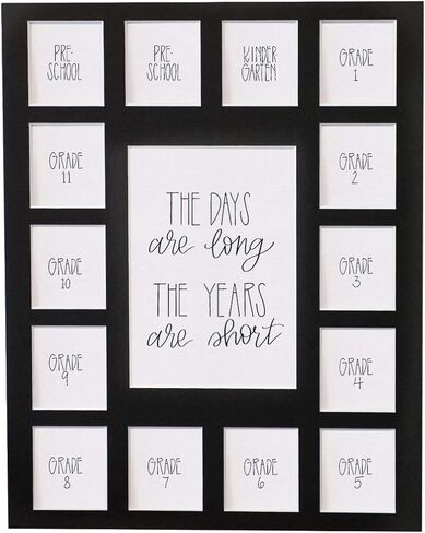 All Things For Mom School Days Picture Mat with Multiple Openings - School Years Photo Collage - No Frame - 2 Pre-School & Kindergarten to (15 Photos, 2PreK - 12th, Black Mat) in Kuwait