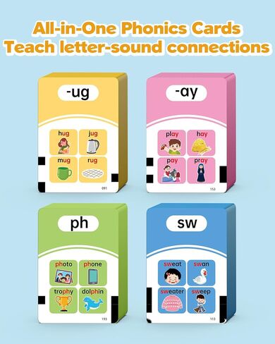 Phonics Talking Flash Cards for Toddlers 3-8, Airbition Learn to Read in 20 Stages, Digraphs CVC Blends Long Vowel Sounds Spelling Reading,Kindergarten First Second Grade Homeschool Educational Study in Kuwait